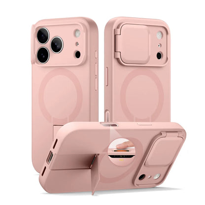 iPhone 17 Pro Max Case Magnetic Protective Cover with Camera Cover Adjustable Metal Kickstand