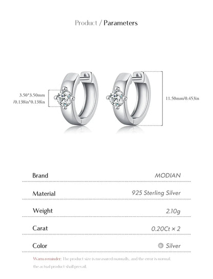 Round Moissanite Ear Buckles Lab Diamond 925 Sterling Silver Engagement & Wedding Hoop Earrings for Women Jewelry Gifts