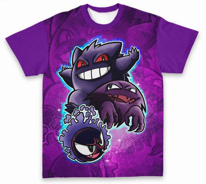 Dark Style T-Shirt, Gastly Evolution Chain 3D All-Over Print Personalized Short Sleeve