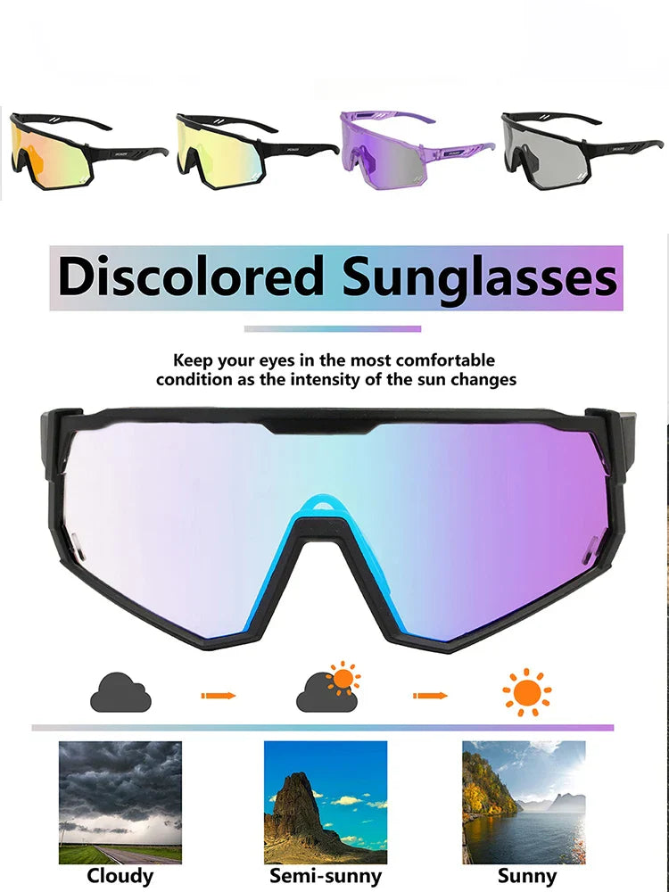 Photochromic Cycling Glasses Men Mountain Bike Sunglasses Women Clear MTB Sports Goggles Bicycle Triathlon Running Baseball