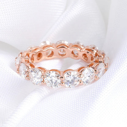 3/3.5/5mm Rose Gold Color All Moissanite Rings for Women Sparkling Wedding Ring 925 Sterling Silver Classic Jewelry Bands