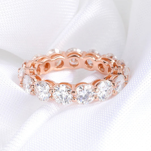 3/3.5/5mm Rose Gold Color All Moissanite Rings for Women Sparkling Wedding Ring 925 Sterling Silver Classic Jewelry Bands