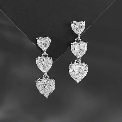 Certified 5cttw Full Moissanite Drop Earrings for Women Heart Cut Lab Diamond Stud Earring 925 Sterling Silver Fine Jewelry