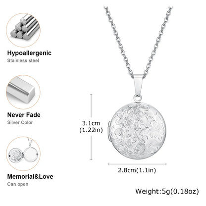 Light Heart Locket Pendants for Women Men Openable Photo Frame Glossy Stainless Steel Necklaces Family Love Collar