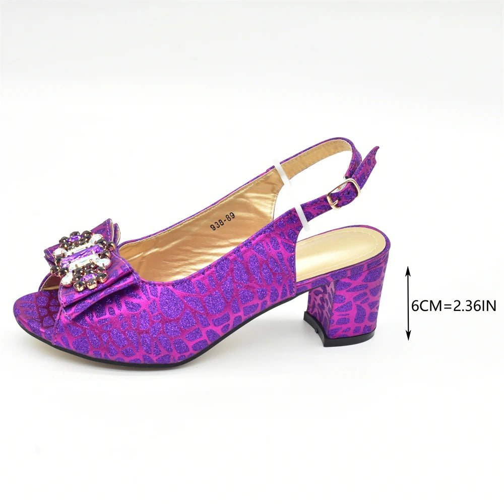 Purple Shoe and Bag Set for Party in Women Italian Shoe and Bag 2026 High Quality Elegant Heeled Shoes for Women African Pumps