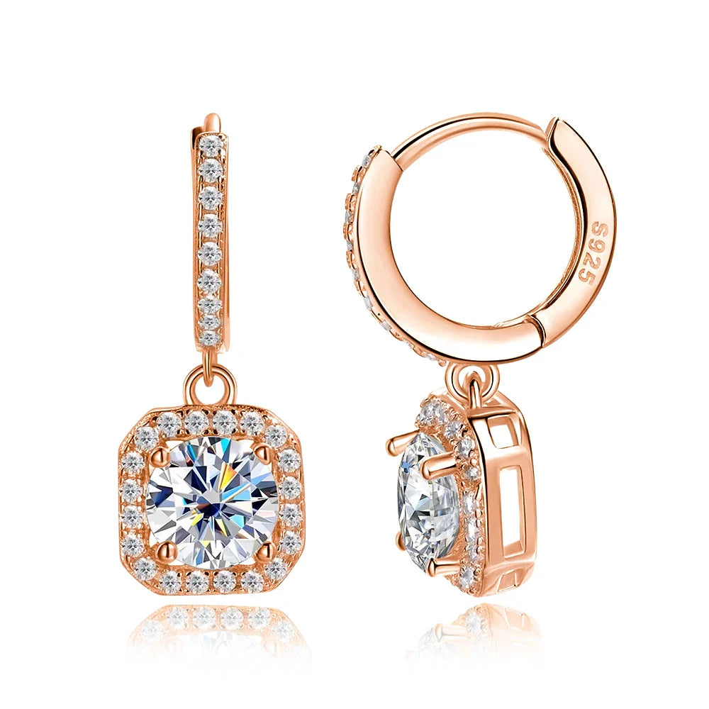 D Color Moissanite Earring 925 Sterling Sliver Plated with White Gold Earring for Women Wedding Engagement Fine Jewelry