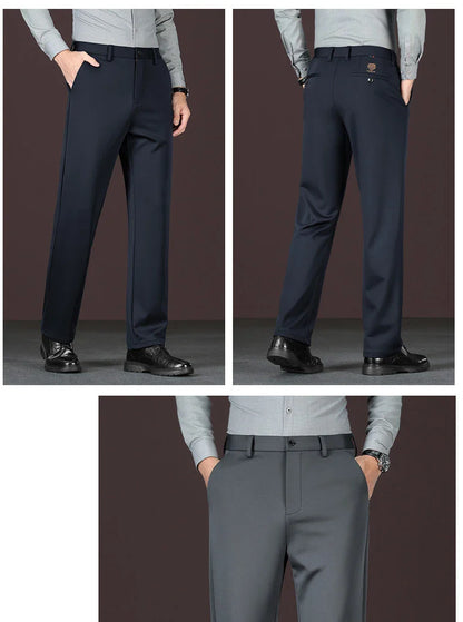 Men's New Loose Straight Leg Elastic Formal Pants, Business Tiger Head Western Style, All Seasons, Casual & Formal Wear
