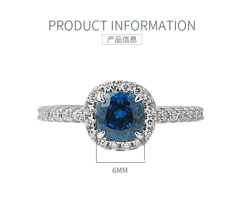 European and American retro princess square 925 silver ring inlaid with high carbon diamonds niche light luxury, daily exquisite