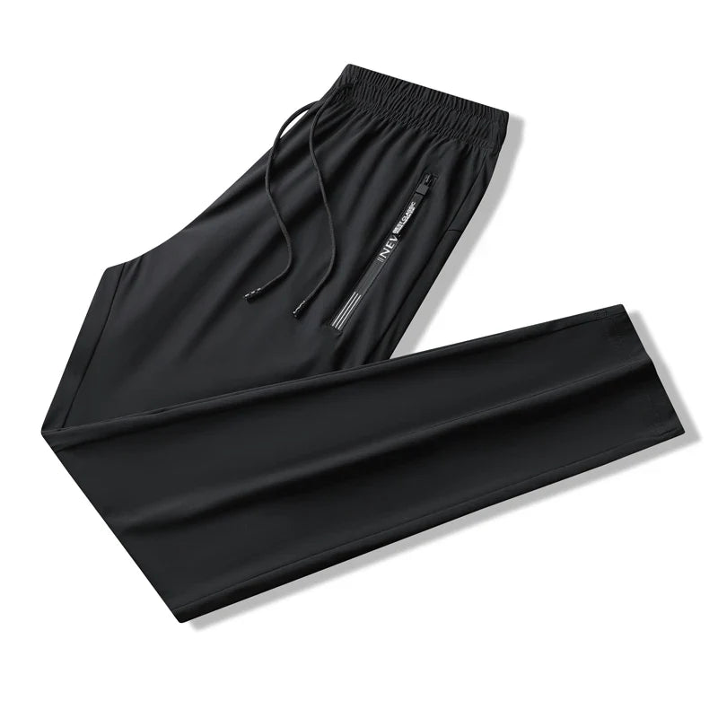 Breathable Elastic Men Running Sport Pants Ice Silk Jogging Thin Sweatpants Casual Outdoor Training Gym Fitness Trousers 8XL