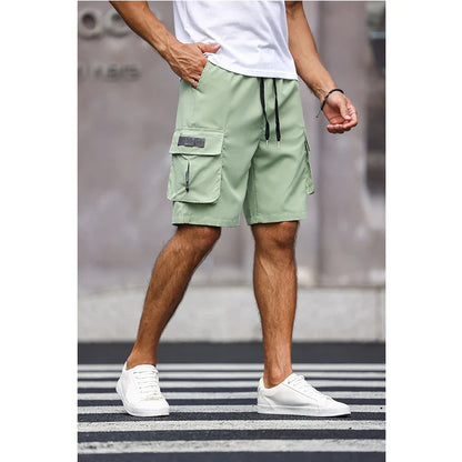 Men's Multicolor Drawstring Cargo Shorts Solid Color Pants with Pockets Casual Summer Shorts