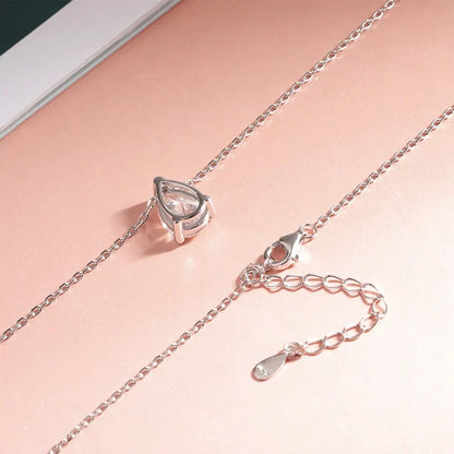 Certified 1CT 2CT Pear Cut D VVS1 Moissanite Necklace for Women 18k Gold Plated Jewelry 100%  Sterling Silver 925 Pendant