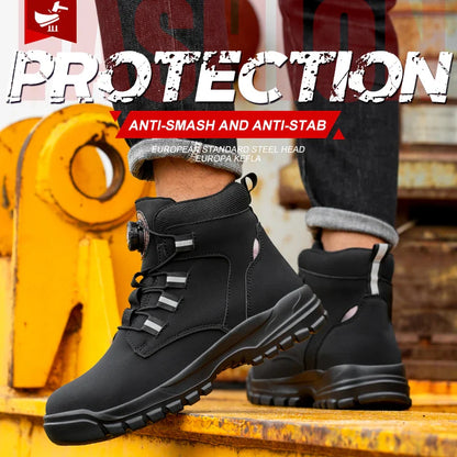 Work Safety Shoes Men CE Certified Steel Toe Safety Shoes Non Slip Lightweight Steel Toe Anti-Slip Women's Protection Work Boots