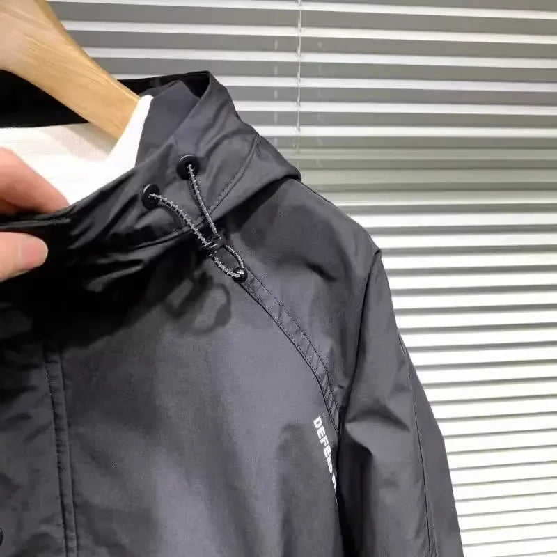 Spring Season Men Workwear Large Pull-on Hat Clip-on Chest Bag Cover Headwear Casual Loose Jacket Trendy
