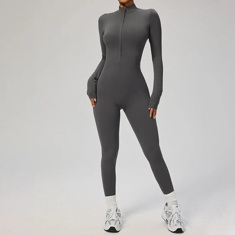 Zipper Jumpsuit Women Quick Dry Clothing Sportswear Woman Gym Yoga Sport Sets Spandex Nylon Workout Sets Women Tracksuit