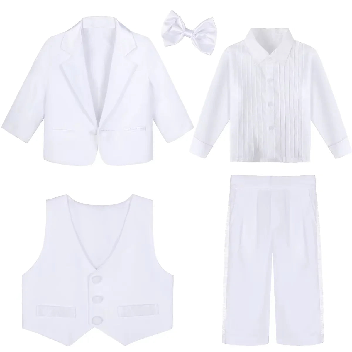 Baby Boy Baptism Outfit Infant Tuxedo Christening Wedding Birthday Celebration Formal Gentleman Suit White 6 Months to 3 Years