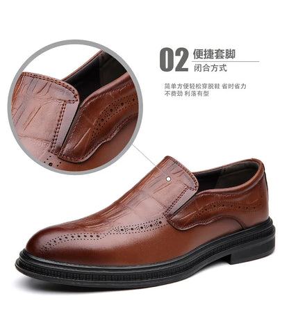 2026 Spring Autumn New Designer Brogue Shoes for Men Fashion Business Casual Shoes Male Solid Color Leather Shoe Loafers Man