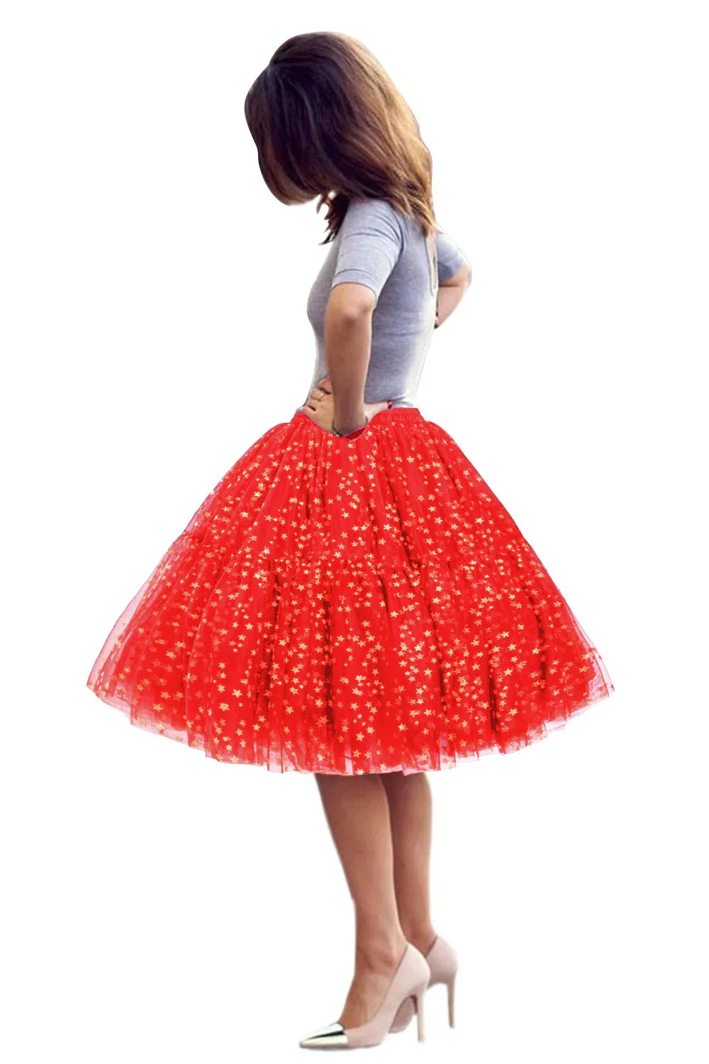 6 Layers Fluffy Ball Gown Women Short Skirts Knee Length Tutu Dress Underskirt Soft Tulle Petticoat for Club Cosplay Marathon