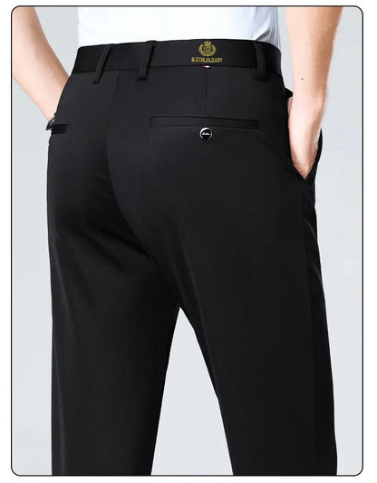 New Arrival Men's Stretch Pants Cool Classic Fit Flat Front Casual Pants Wrinkle Resistant Work Pants