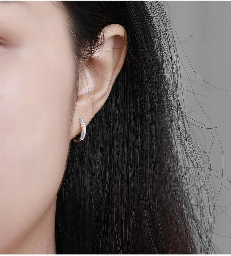 Luxury Designer 0.8cttw D Color Full 1mm Moissanite Hoop Earrings S925 Sterling Silver Earring For Women Party Fine Jewelry