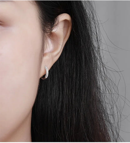 Luxury Designer 0.8cttw D Color Full 1mm Moissanite Hoop Earrings S925 Sterling Silver Earring For Women Party Fine Jewelry