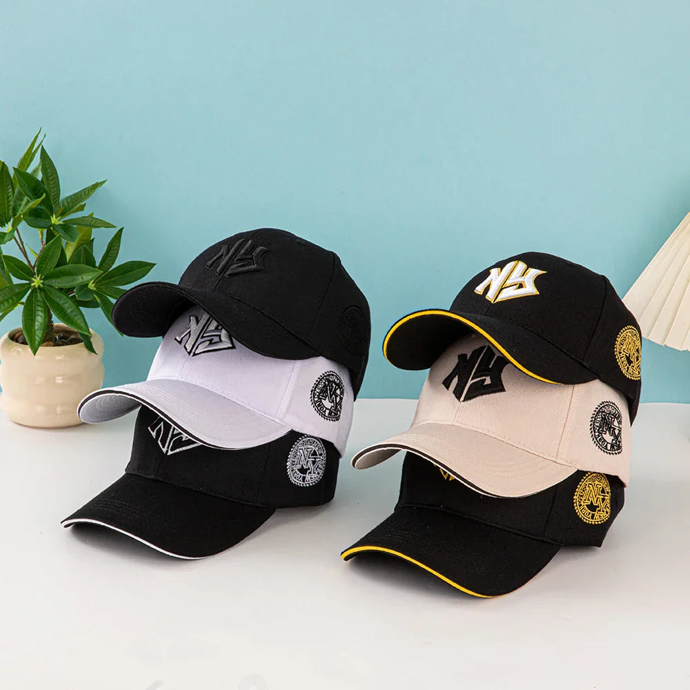 1pc unisex baseball cap with embroidered New York logo and stars - Lightweight cap, stretchable for adjustable buckle outdoor fi