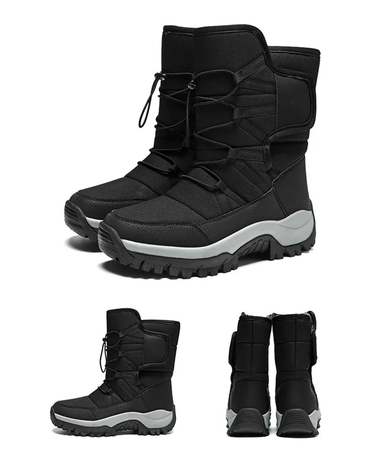 Men's Winter Shoes Waterproof Men's Boots Warm Plush Couple Snow Boots Outdoor Non-slip Hiking Boots Men Work Ankle Boots