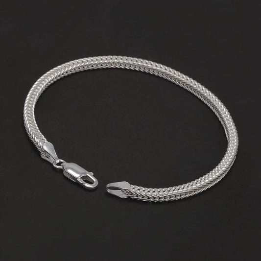 2.8mm 925 Sterling Silver Fox Tail Chain Bracelet for Men Women High Polished Classic Bracelet Simple Trendy Jewelry Accessories