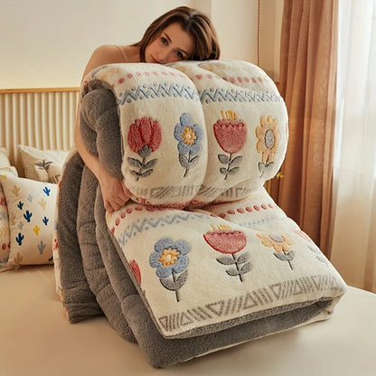 Comfortable Double-sided Velvet Quilt Core Bedroom Velvet Thickened Blanket Home Lamb Fleece Quilt Warm Quilt Core Comfortable