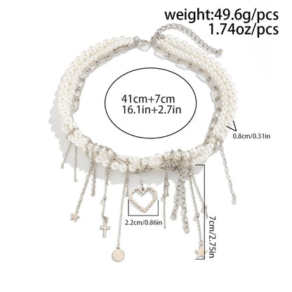 Elegant Irregular Imitation Pearl Beads Necklace for Women Vintage Party Wedding Tassels Choker Fashion Jewelry Accessories Gift