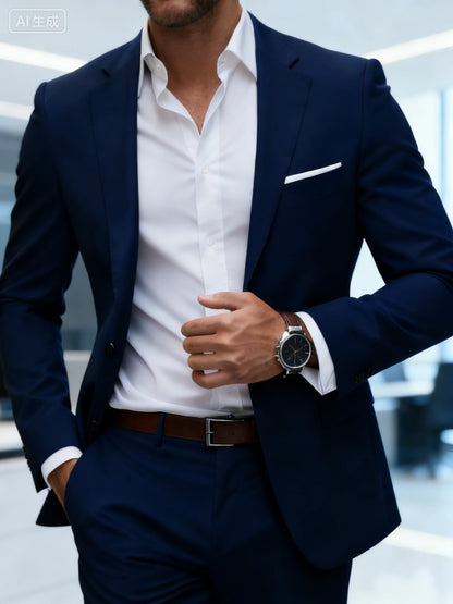 Men's Burgundy 2-Piece Suit Set (Blazer + Trousers Only, No Vest Included),Slim Fit Formal Business Wedding Party Jacket & Pants