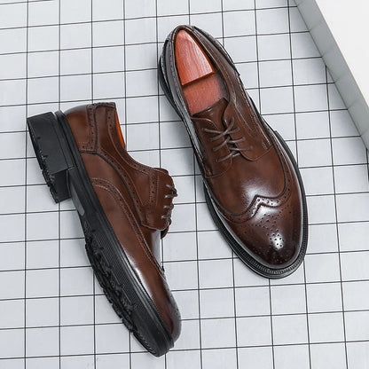 Brown Handmade Leather Men 2026 Oxford Shoes Black Leather Man Formal Classic Brogue Business Shoes Chaussure Homme