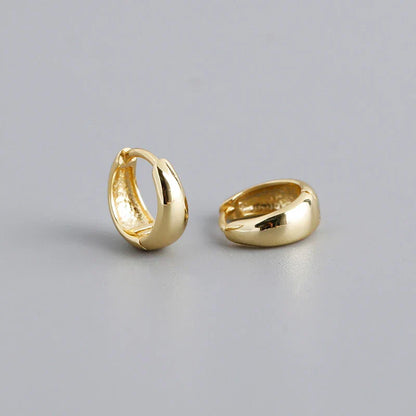 925 Sterling Silver Simple Wide Huggies Gothic Hoop Earrings for Women European Unisex Piercing Rock Jewelry Ear Buckles