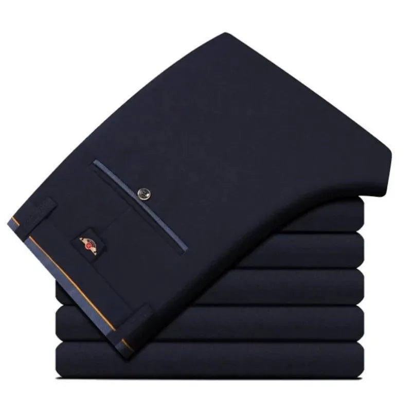 Men's Spring Summer Fashion Business Casual Long Pants Suit Pants Male Elastic Straight Formal Trousers Plus Big Size 28-40