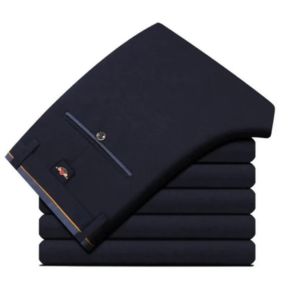 Men's Spring Summer Fashion Business Casual Long Pants Suit Pants Male Elastic Straight Formal Trousers Plus Big Size 28-40