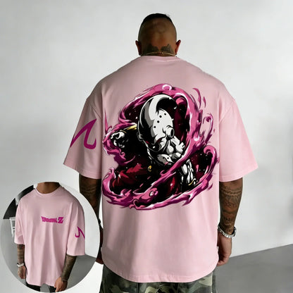 Oversized Cotton T-shirt Summer New Majin Buu Printed Men's and Women's Street Hip Hop Loose Casual Top