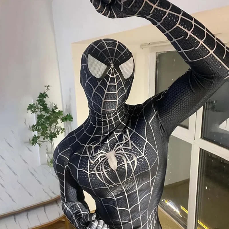 Black Spider Man Toby Costume Slim Fit Jumpsuit Cosplay Superhero Expedition Costume Superhero Zhentai Halloween Party Gifts