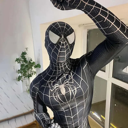 Black Spider Man Toby Costume Slim Fit Jumpsuit Cosplay Superhero Expedition Costume Superhero Zhentai Halloween Party Gifts