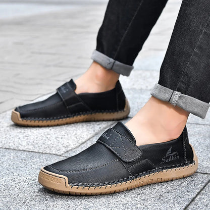 Men's Slip On Loafers Soft Leather Preppy Lightweight Breathable Driving Shoes Non Slip Daily Fashion Casual Outdoor Sneakers
