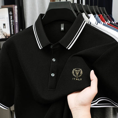 100% pure cotton men's polo shirt high-end brand unique letter printed short sleeve summer new comfortable casual lapel T-shirt