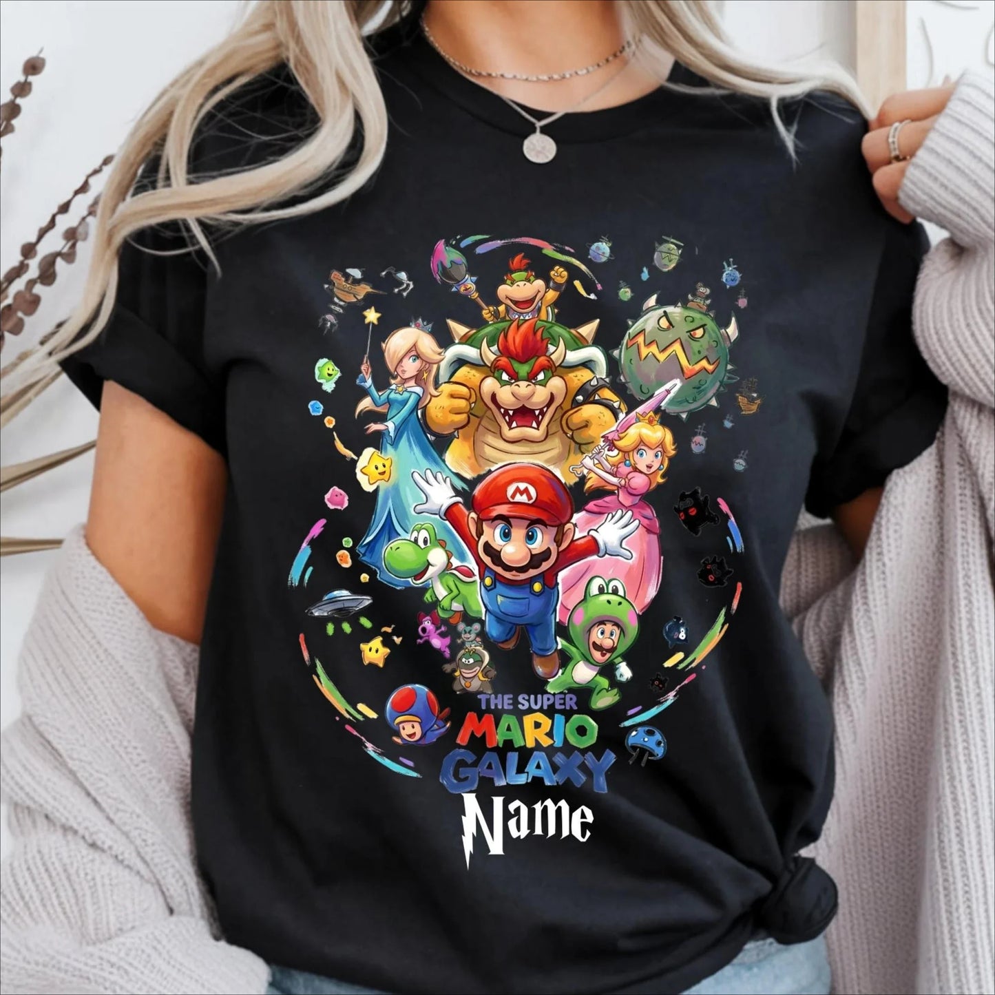Movie The Super Mario Galaxy unisex 100%cotton family Tshirt,There are child size shirt available, 2026 New kids graphic shirt