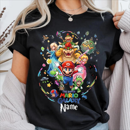 Movie The Super Mario Galaxy unisex 100%cotton family Tshirt,There are child size shirt available, 2026 New kids graphic shirt