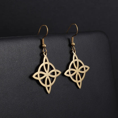 Witchcraft Witch Knot Necklace Irish Trinity Knot Triple Spiral Pendant Stainless Steel Ankh Cross Pentagram Amulet Jewelry