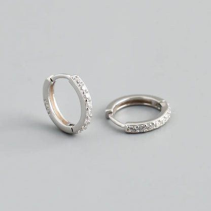 Real 925 Sterling Silver Gothic Simple White Zircon Hoop Earrings for Women Men Charms Unique Party Couple Jewelry 2021
