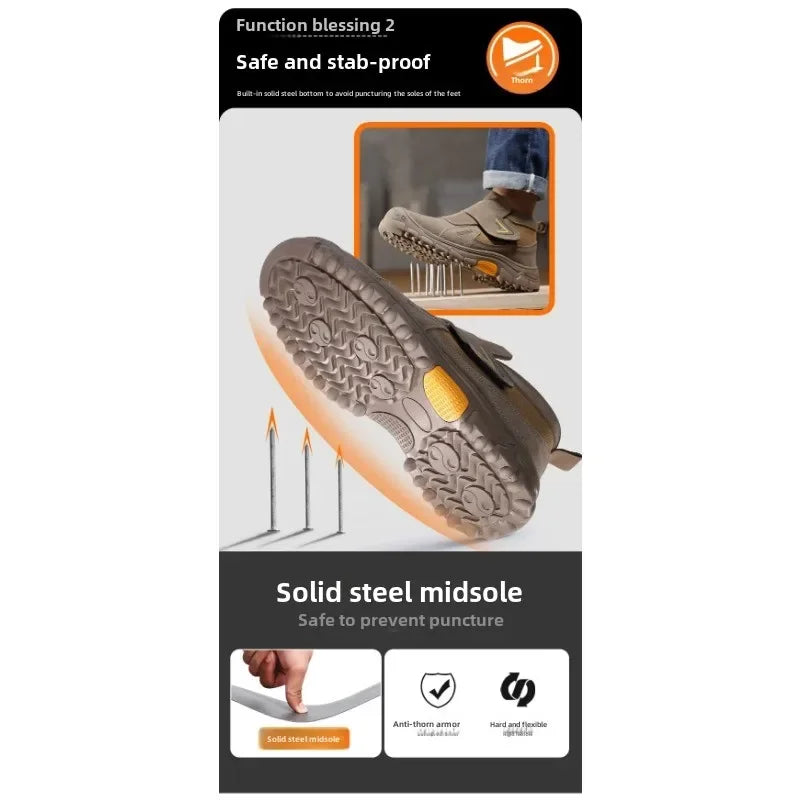 New Anti Smashing and Anti Puncture Men's and Women's Safety Shoes  Protective Boots  Wear-resistant Suede Shoes  Anti Scalding