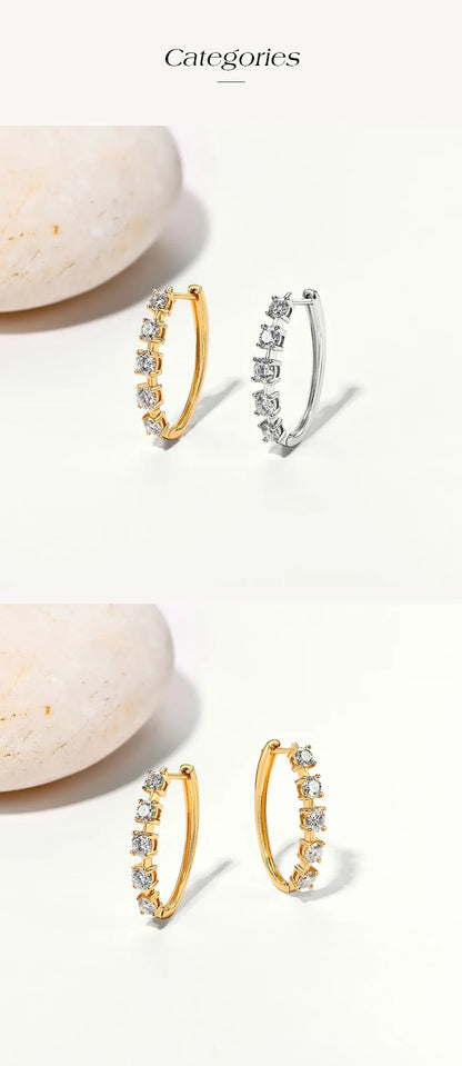 D VVS1 Moissanite Diamond Earrings S925 Sterling Silver 18K Gold Plated 4-Claws Eardrop For Women Wedding Party Jewelry