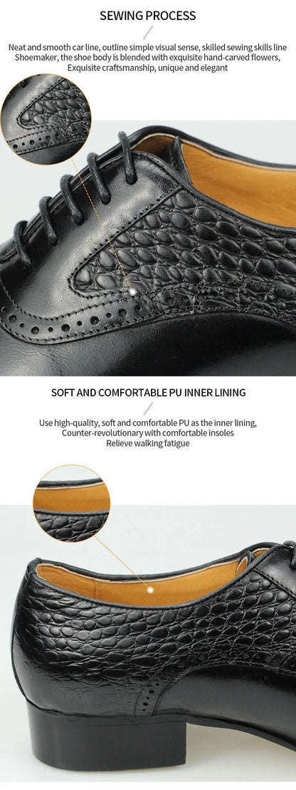 Italy Men's Shoes Prince Classic Modern Formal Oxford Wingtip Lace Up Dress Shoes Handmade Black Genuine Leather Shoes