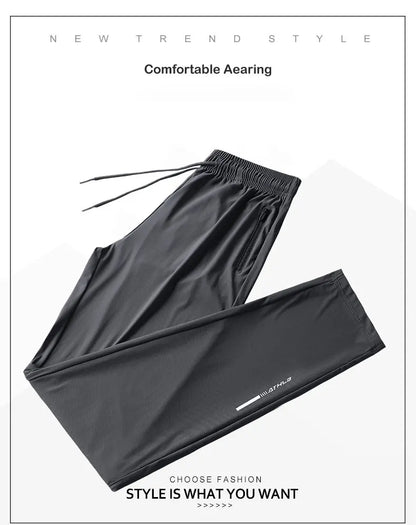 Running Pants Reflective Quick Dry Summer Jogging Trousers Men Gym Thin Cool Male Fishing Hiking Sports Long Pants Breathable