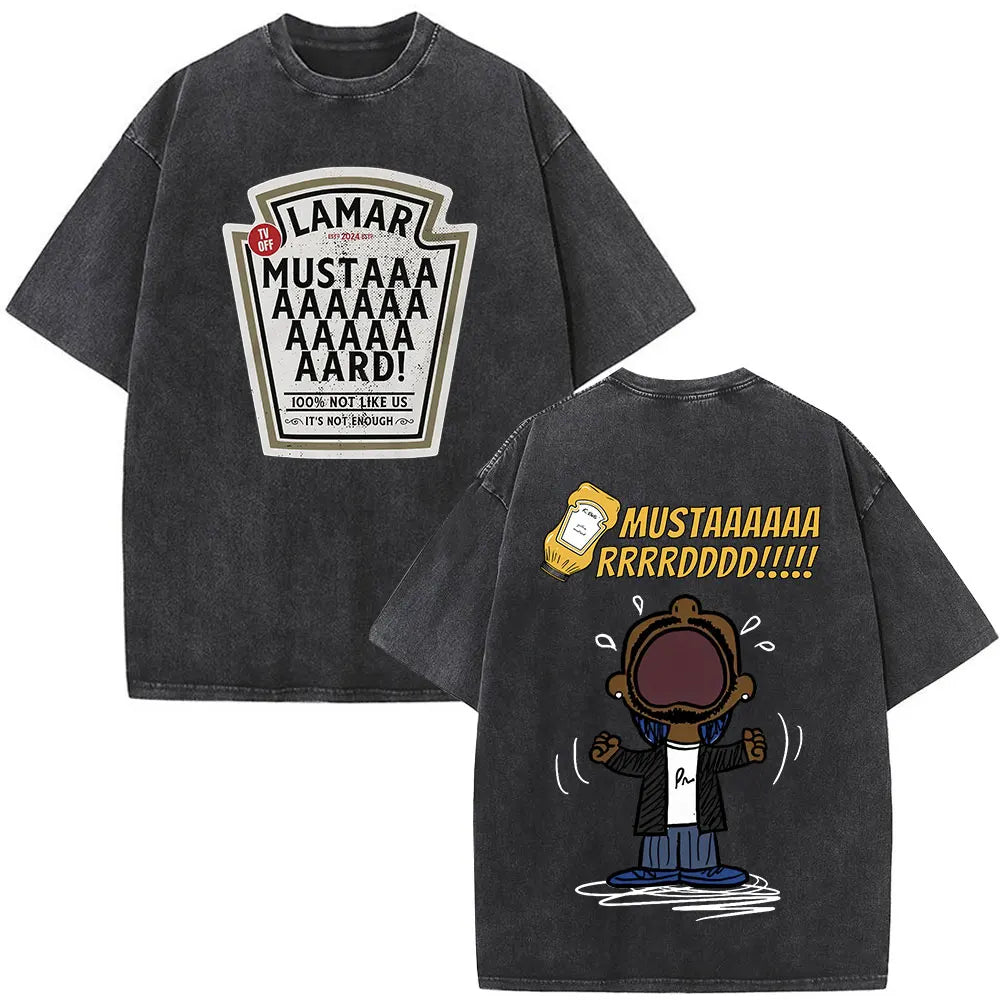 Washed Vintage Rapper Kendrick Lamar Album Merch T-shirts Men's Clothing Hip Hop Retro Oversized T-shirt Fashion Trend Tee Shirt