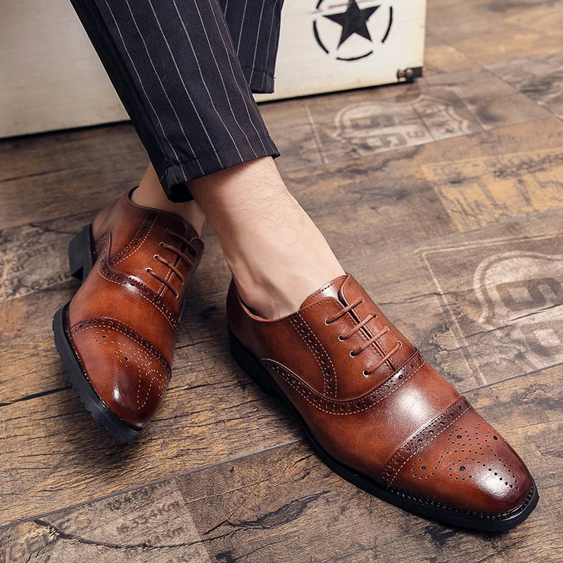 Handmade Fashion Mens Brogue Luxury Big Size 47 Wedding Party Leather Business Oxfords Dress Casual Formal Shoes Loafers for Men