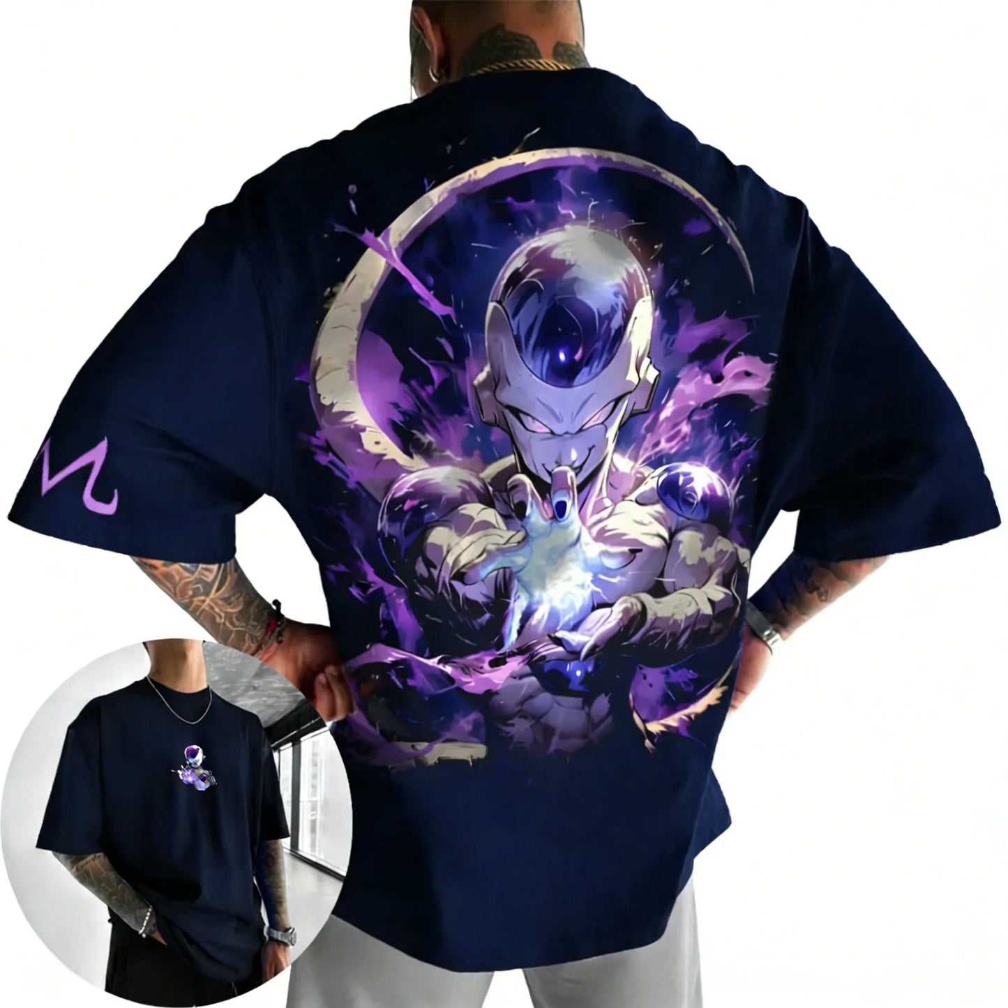Anime Cotton T-shirt Summer New Frieza Printed Men's and Women's Trendy Versatile Loose Casual Short Sleeve Top
